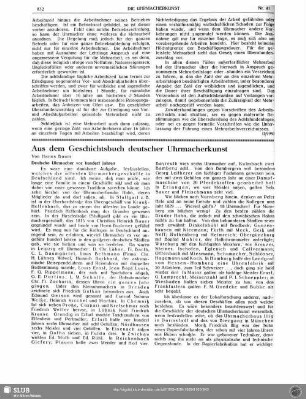 Aus dem Geschichtsbuch deutscher Uhrmacherkunst