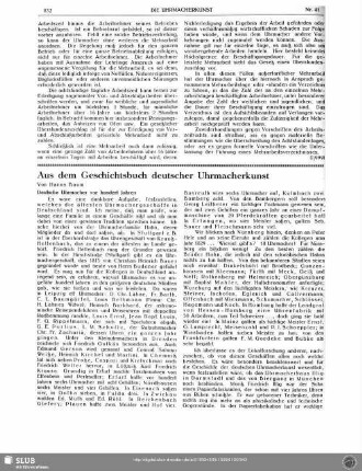 Aus dem Geschichtsbuch deutscher Uhrmacherkunst