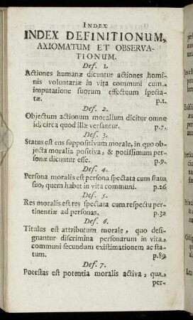 Index Definitionum, Axiomatum et Observationum.