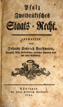 Pfalz Zweibrükisches Staats-Recht, [1]