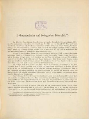 Beiträge zur Geologie und Palaeontologie der Argentinischen Republik, 1. Geologischer Theil