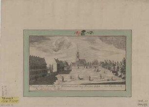 Ansicht der Friedrichstadt in Dresden, Kupferstich, vor 1782 : Prospect, des Marcktes zu Friedrichstadt bey Dresden, gegen die Kirche und Brühlischen Garthen / [gez. u. gest. F. G. Schlitterlau] - [Dresden] , [vor 1782]. - 1 Kunstbl. : Kupferstich ; 25 x 13 cm