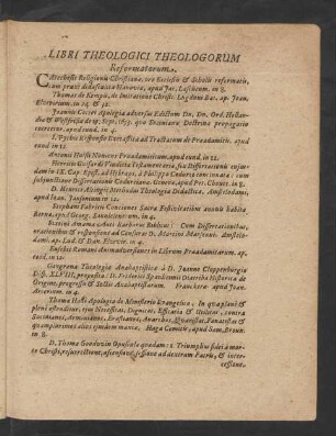 Libri Theologici Theologorum Reformatorum.