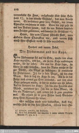 Hundert und neunte Fabel. Die Fledermaus und die Katze