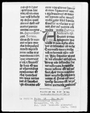 Lectionarium officii — Initiale A(dverte), Folio 262verso