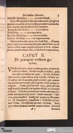 Caput II. De præcipuis versuum generibus.