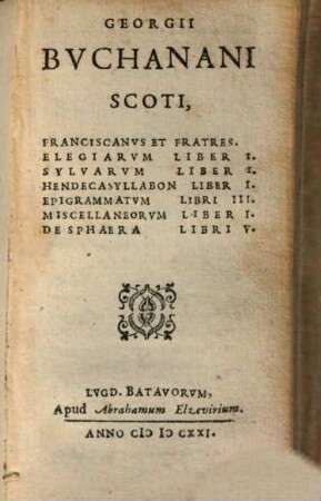 Georgii Buchanani Scoti ... Elegiae : liber 1