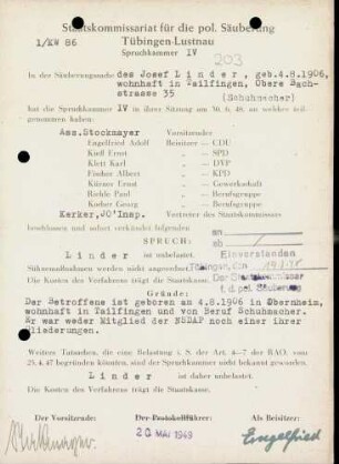 Linder, Josef