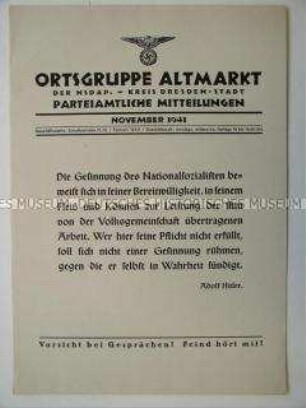Mitteilungsblatt der NSDAP-Ortsgruppe Dresden-Altmarkt