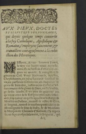 Aux pieux, doctes et illustres personnages