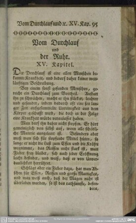 Vom Durchlauf und der Ruhr. XV. Kapitel