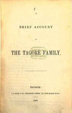 A brief account of the Tagore family