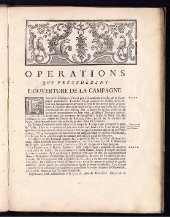 Operations. Qui Précederent L'Ouverture de la Campagne.
