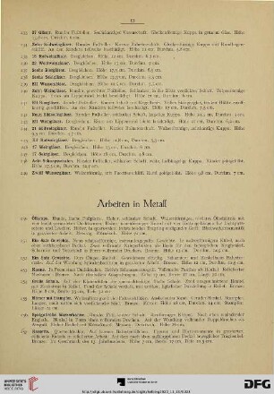 Arbeiten in Metall (Nr. 250-304)