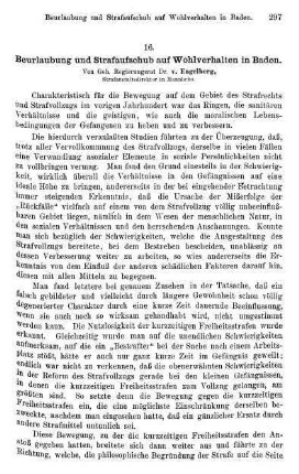 297-307, Beurlaubung und Strafaufschub auf Wohlverhalten in Baden