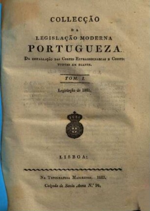 Colecção da legislação moderna Portugueza, 1. 1821 (1823)