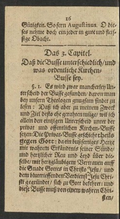 Das 3. Capitel. Daß die Busse unterschiedlich/ und was ordentliche Kirchen-Busse sey.