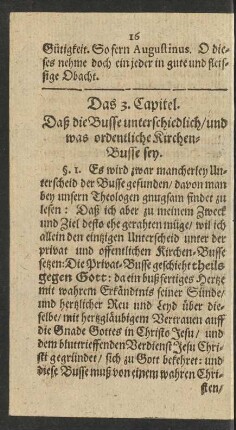 Das 3. Capitel. Daß die Busse unterschiedlich/ und was ordentliche Kirchen-Busse sey.