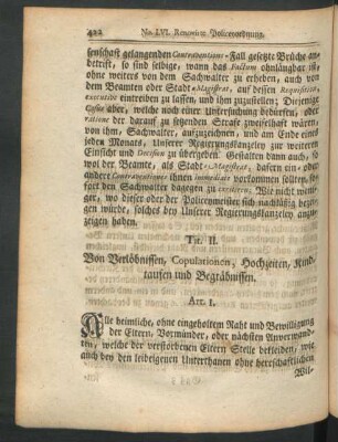 Tit. II. Von Verlöbnissen, Copulationen, Hochzeiten, Kindtaufen und Begräbnissen
