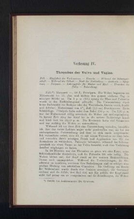 Vorlesung IV. Thrombus der Vulva und Vagina.