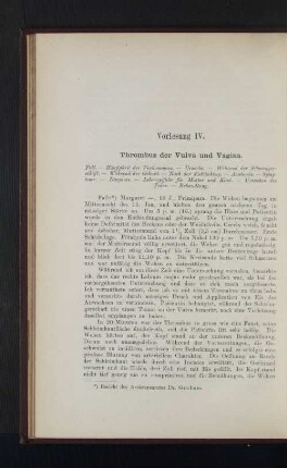Vorlesung IV. Thrombus der Vulva und Vagina.