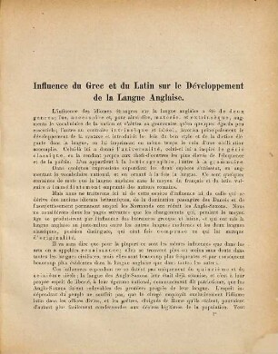 Influence du Grec et du Latin sur le développement de la langue anglaise