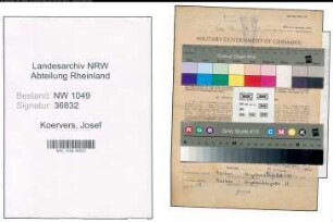 Entnazifizierung Josef Koervers , geb. 26.08.1919 (Bahninspektor)