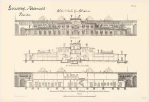 Schlachthof und Viehmarkt, Breslau Schlachthalle für Schweine: Querschnitte Giebelansicht 1:100