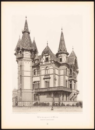 Villa Feldbergstraße, Mainz: Ansicht (aus: Moderne Neubauten, 1.Jg., 1894, hrsg. W. Kick)