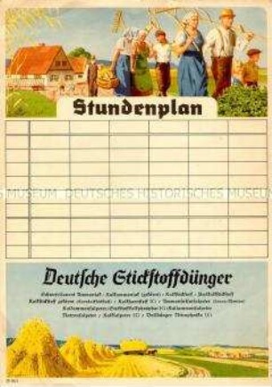 Stundenplan mit Motiven aus der Landwirtschaft