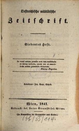 Oestreichische militärische Zeitschrift. 1841, 7/9