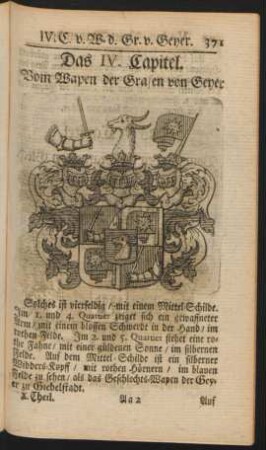 Das IV. Capitel. Vom Wapen der Grafen von Geyer