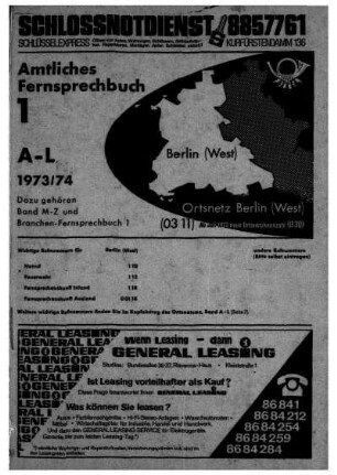 1973/1974: Amtliches Fernsprechbuch