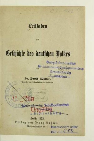 Leitfaden zur Geschichte des deutschen Volkes