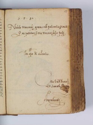 Otto Dux Bruns et Luneb. – Incipit: Nobile vincendi genus est patientia vincit. – Straßburg, 1591