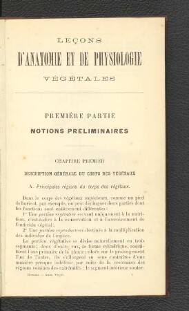 Chapitre Premier Description générale du corps des végétaux.