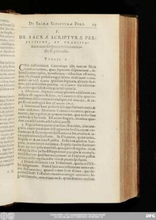 V. De Sacrae Scripturae Perfectione, Et Traditionum non scriptarum incommodis & periculis.