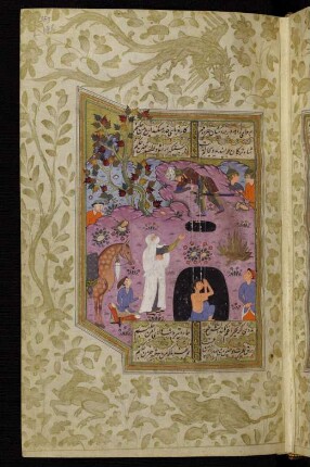 Illustration: Rustam zieht Bīžan aus dem Brunnen