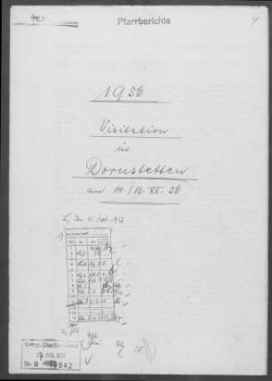 Dornstetten: Visitationsbericht mit Pfarrbericht 1956