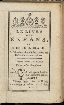 Leçon preliminaire. De ce qu´on doit favoir.