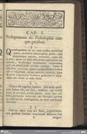 Cap. I. Prolegomena de Philosophia eiusque partibus