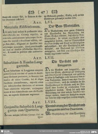 Art. LVII. Suburbium & Fundus Langgartensis