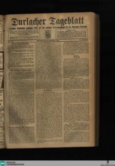 Durlacher Tagblatt : Heimatblatt für die Stadt und den früheren Amtsbezirk Durlach; Pfinztäler Bote für Grötzingen, Berghausen, Söllingen, Wöschbach u. Kleinsteinbach