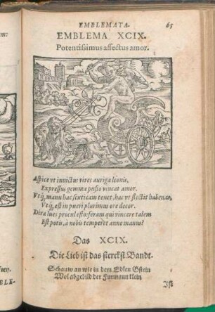 Emblema XCIX. Potentissimus affectus amor.
