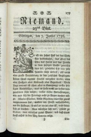 23tes Blat. Göttingen, den 5. Junius 1756.