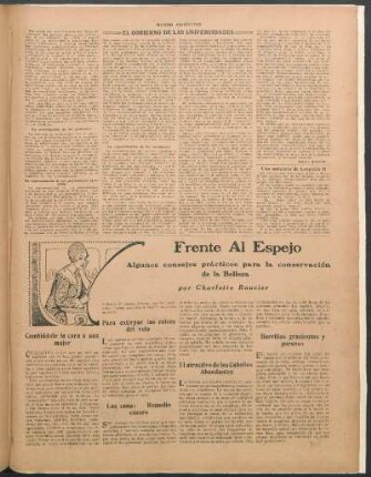 Frente al espejo : Algunos consejos prácticos para la conservación de la Belleza