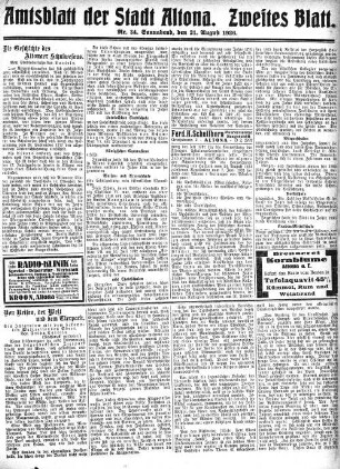 Nummer 34. Zweites Blatt. : Sonnabend, den 21. August 1926