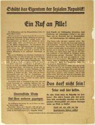 Aufruf zum Schutz des Heeresgutes im Zuge der Novemberrevolution 1918