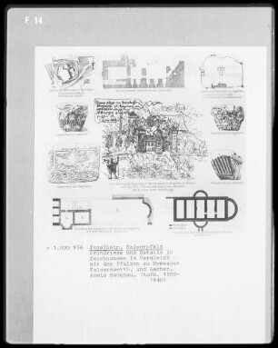 Ingelheim am Rhein, Nieder-Ingelheim, Ehemalige Kaiserpfalz, Grundrisse und Detail im Vergleich zu anderen Pfalzen