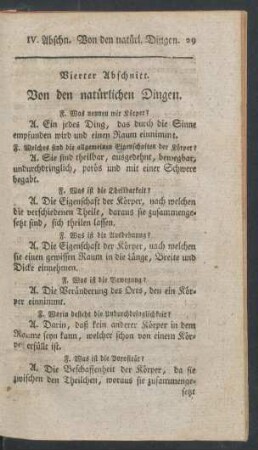 Vierter Abschnitt. Von den natürlichen Dingen.
